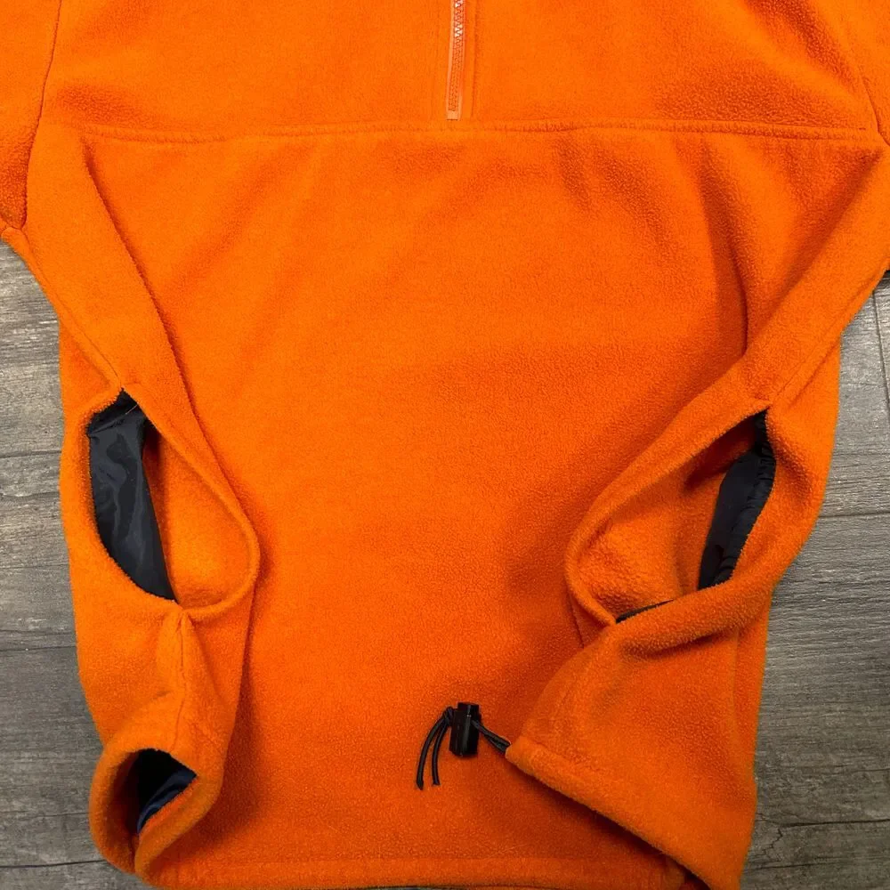 Vintage J Crew 1/4 Fleece Pullover Men Size Medium‎ Made In USA Orange Polyester